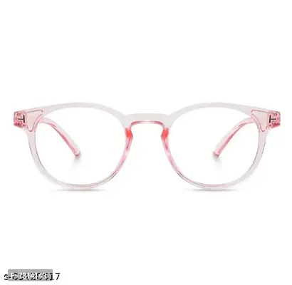 Trendy Transparent Pink  Clear Polycarbonate Round Unisex Sunglasses 217