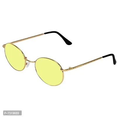 Fashionable Trendy Golden  Yellow Round Unisex Sunglasses 241