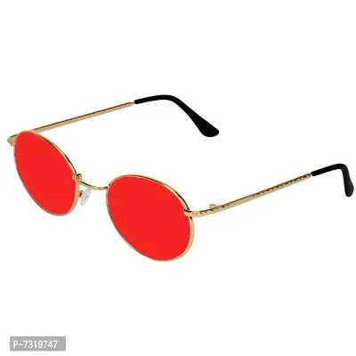 Fashionable Trendy Golden  Red Round Unisex Sunglasses 242