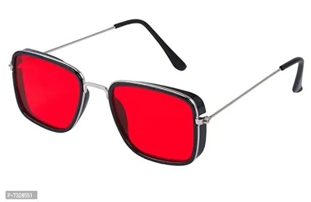 Fashionable Silver  Red Metal Square Unisex Sunglasses 253-thumb0