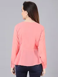 Elegant Pink Georgette Solid Top For Women-thumb1