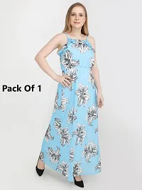 Stylish Blue Georgette Printed Fit And Flare Dress For Women-thumb2