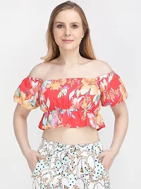 Elegant Red Polyester Printed Top For Women-thumb1