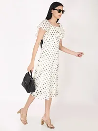 Stylish White Georgette Printed Fit And Flare Dress For Women-thumb1