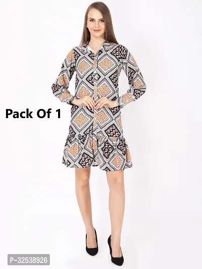 Stylish Multicoloured Georgette Printed Fit And Flare Dress For Women