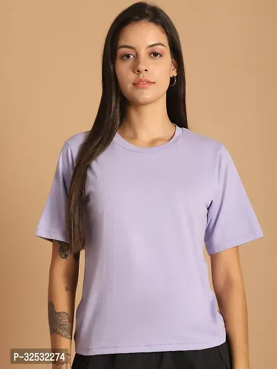 Elegant Purple Cotton Blend Solid Top For Women-thumb0