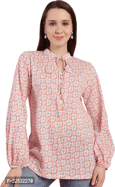 Elegant Multicoloured Polyester Printed Top For Women