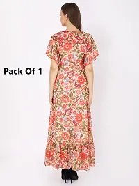 Stylish Multicoloured Georgette Printed Fit And Flare Dress For Women-thumb1