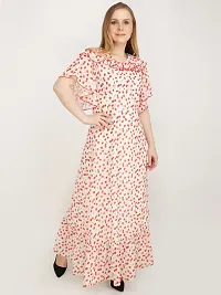 Stylish Red Polyester Printed Fit And Flare Dress For Women-thumb2