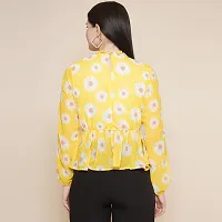 Elegant Yellow Georgette Printed Top For Women-thumb1