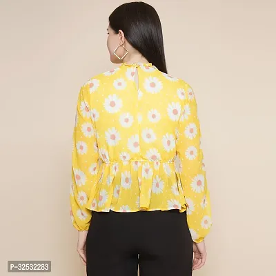 Elegant Yellow Georgette Printed Top For Women-thumb2