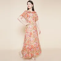 Stylish Multicoloured Georgette Printed Fit And Flare Dress For Women-thumb2