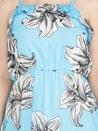 Stylish Blue Georgette Printed Fit And Flare Dress For Women-thumb3