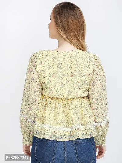 Elegant Yellow Georgette Printed Top For Women-thumb2