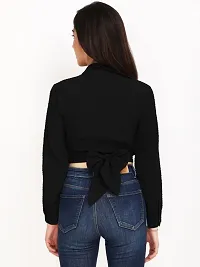 Elegant Black Polyester Solid Top For Women-thumb1