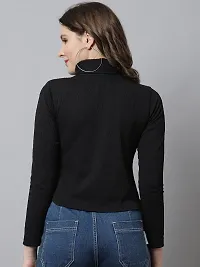 Elegant Black Polyester Solid Top For Women-thumb1