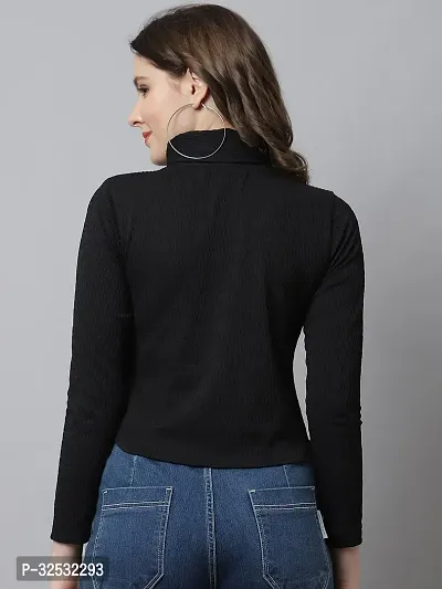 Elegant Black Polyester Solid Top For Women-thumb2