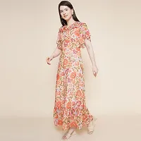 Stylish Multicoloured Georgette Printed Fit And Flare Dress For Women-thumb3