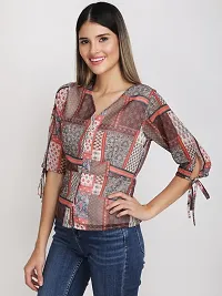 Elegant Multicoloured Polyester Printed Top For Women-thumb1