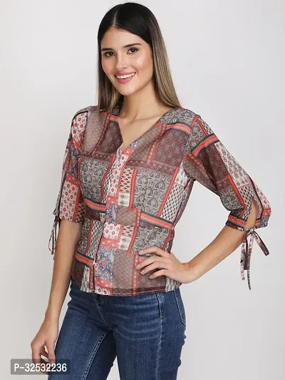 Elegant Multicoloured Polyester Printed Top For Women-thumb2