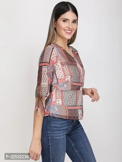 Elegant Multicoloured Polyester Printed Top For Women-thumb0