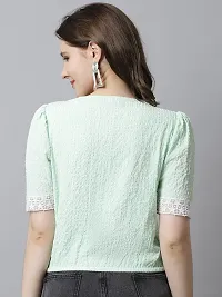 Elegant Green Polyester Self Design Top For Women-thumb1