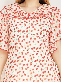 Stylish Red Polyester Printed Fit And Flare Dress For Women-thumb3