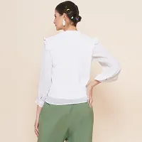 Elegant White Georgette Solid Top For Women-thumb1