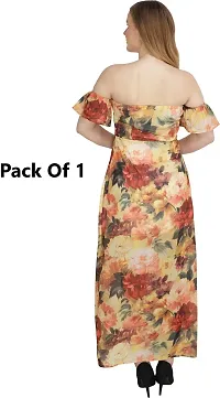 Stylish Multicoloured Georgette Printed Fit And Flare Dress For Women-thumb1