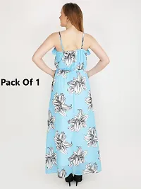 Stylish Blue Georgette Printed Fit And Flare Dress For Women-thumb1