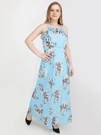 Stylish Blue Georgette Printed Fit And Flare Dress For Women-thumb2