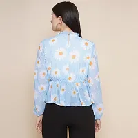 Elegant Blue Georgette Printed Top For Women-thumb1