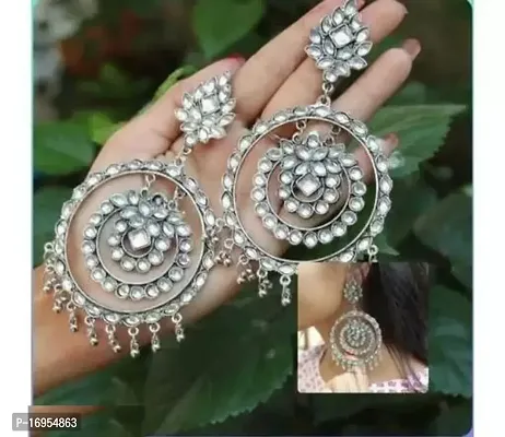 Stylish Silver Alloy Jhumkas Earrings For Women-thumb0