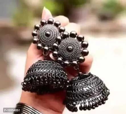 Stylish Silver Alloy Jhumkas Earrings For Women-thumb0
