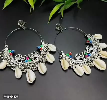 Stylish Silver Alloy Jhumkas Earrings For Women