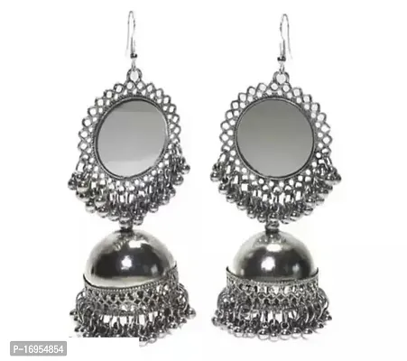 Stylish Silver Alloy Jhumkas Earrings For Women-thumb0