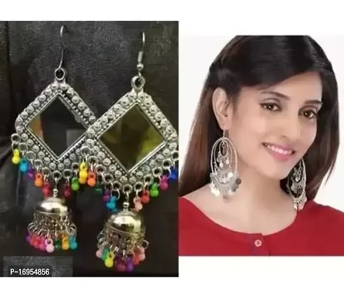 Stylish Silver Alloy Jhumkas Earrings For Women