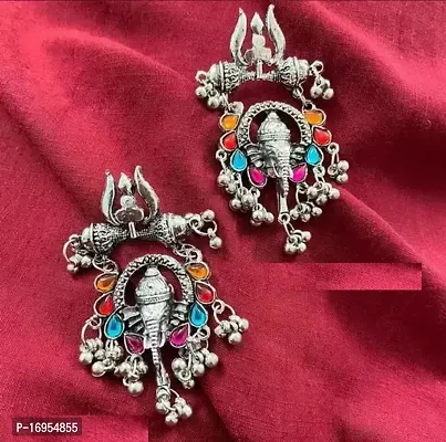 Stylish Silver Alloy Jhumkas Earrings For Women