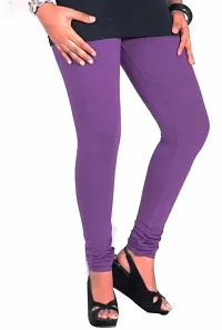 Fabulous Purple Lycra Solid Leggings For Women-thumb2