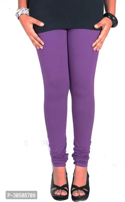 Fabulous Purple Cotton Blend Solid Leggings For Women-thumb0