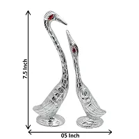 Glorious White Metal Silver Plated Pair Of Swan Statue Showpiece ,(H-7.5 Inch)-thumb2