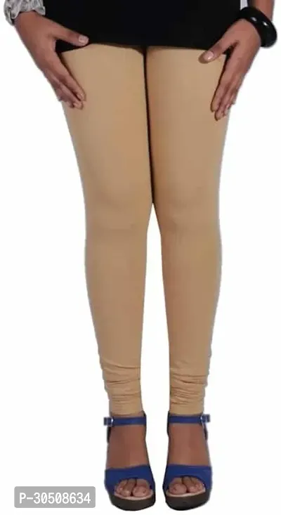 Fabulous Beige Lycra Solid Leggings For Women-thumb0