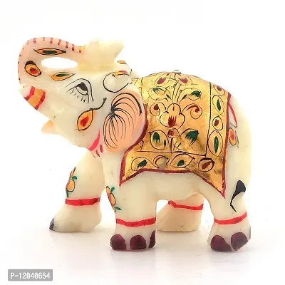 Shree MANGALAM MART Rajasthani Handmade Elephant Marble Handicraft-thumb0