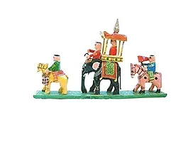 Pramod toys Wooden Handicraft Rajasthani Handmade Art & Craft Royal Maharaja Procession for Home Decor , Small , Multicolour showpiece ,(pack of 1)-thumb2