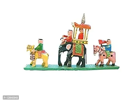 Pramod toys Wooden Handicraft Rajasthani Handmade Art & Craft Royal Maharaja Procession for Home Decor , Small , Multicolour showpiece ,(pack of 1)-thumb3