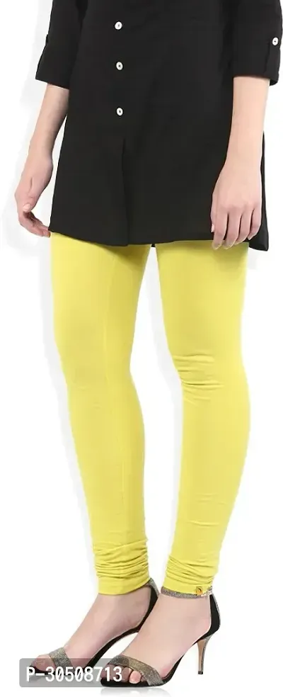 Fabulous Yellow Lycra Solid Leggings For Women-thumb3