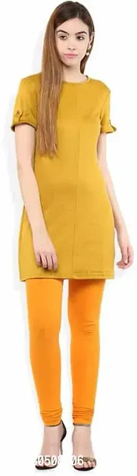 Fabulous Yellow Lycra Solid Leggings For Women-thumb4