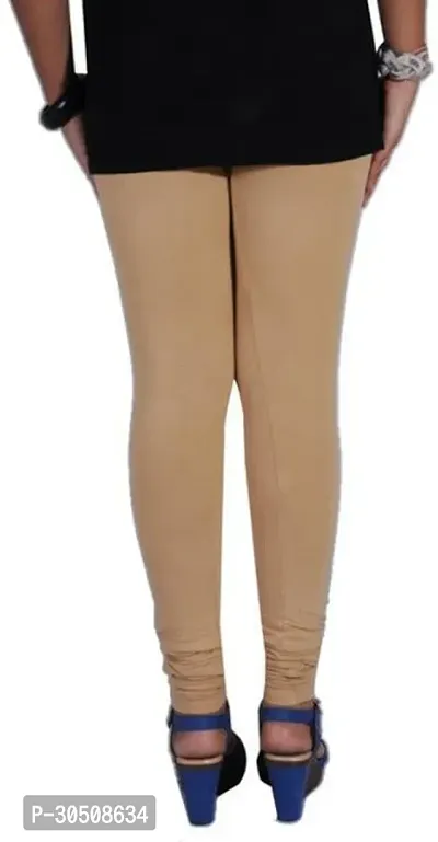 Fabulous Beige Lycra Solid Leggings For Women-thumb2