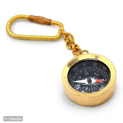 Antique Brass Handcrafted Compass in Keychain -161