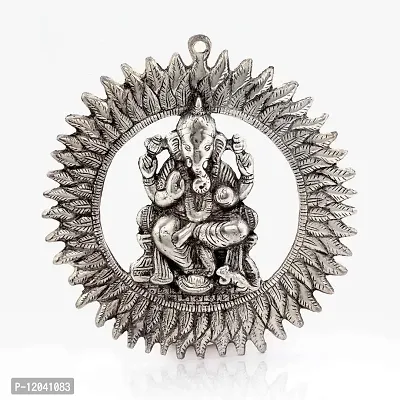 Shree MANGALAM MART Unique White Metal Chakra Ganesha Idol Hanging